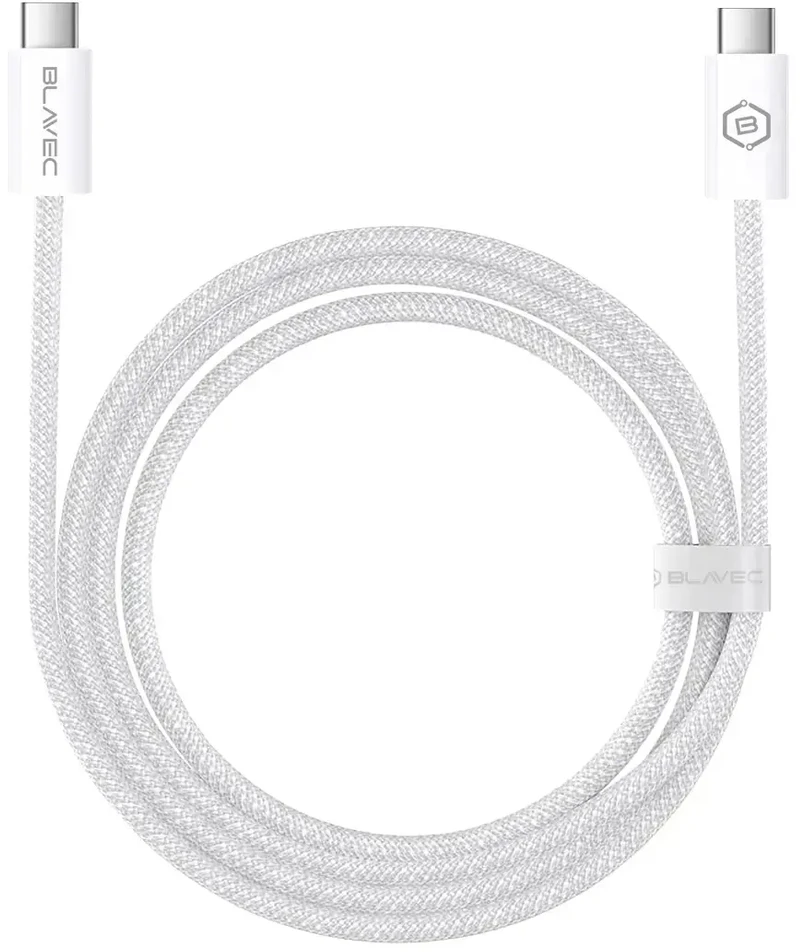 Blavec kabelis Candy braided - Type C į Type C - PD 60W 3A 2 metrai (CCA-CC3W20) baltos spalvos
