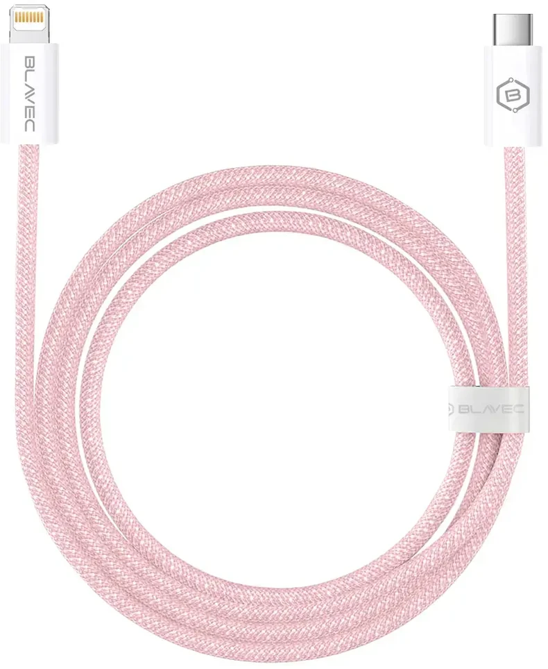 Blavec kabelis Candy braided – Type C į Lightning – PD 20W 2,4A 3 metrai (CCA-CL24P30) rožinės spalvos