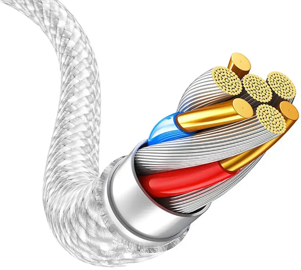 Blavec kabelis Candy braided – Type C į Lightning – PD 20W 2,4A 3 metrai (CCA-CL24W30) baltos spalvos