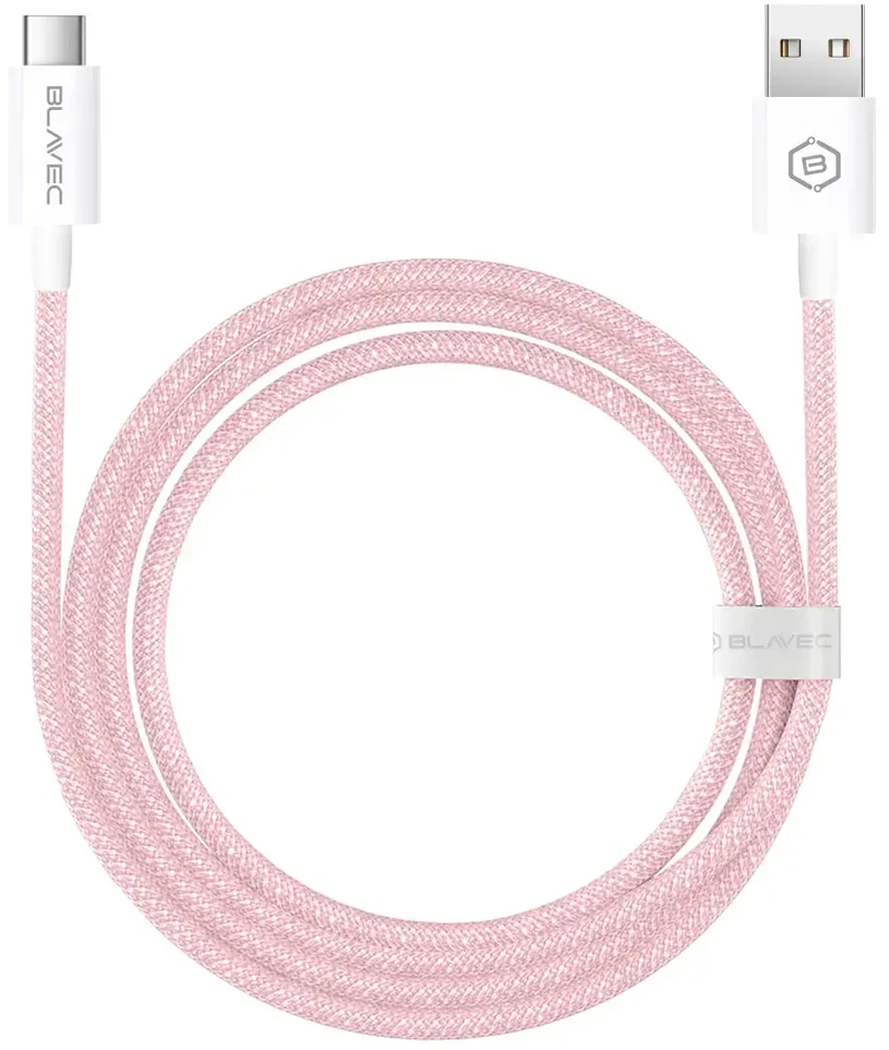 Blavec kabelis Candy braided – USB į Type C – PD 60W 3A 3 metrai (CCA-UC3P30) rožinės spalvos