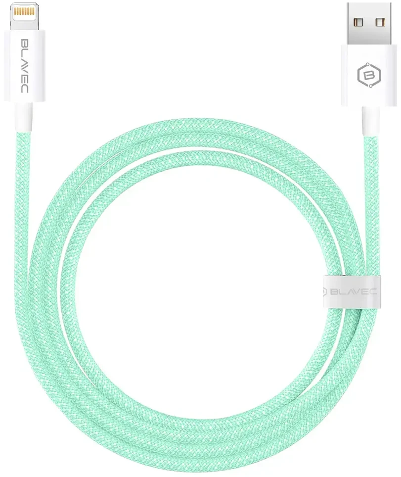 Blavec kabelis Candy braided – USB į Lightning – 2,4A 3 metrai (CCA-UL24GN30) žalios spalvos