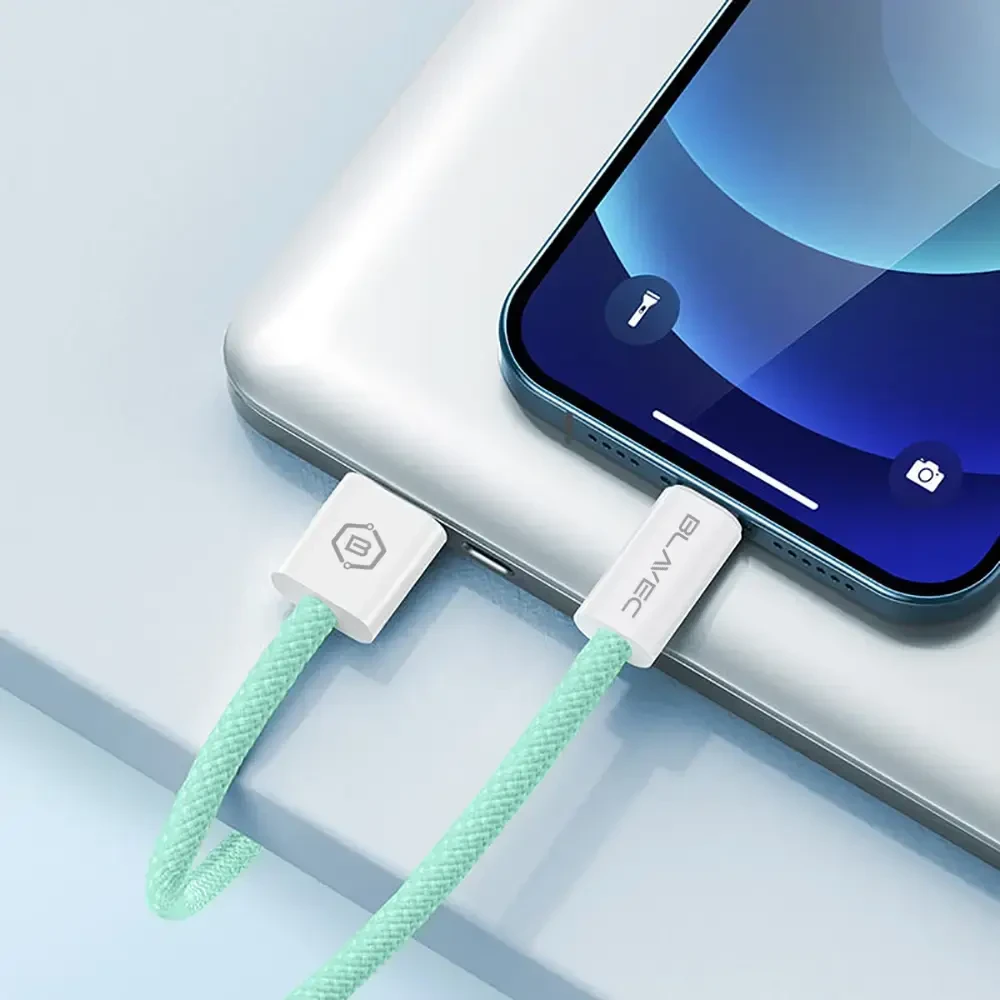 Blavec kabelis Candy braided – USB į Lightning – 2,4A 3 metrai (CCA-UL24GN30) žalios spalvos
