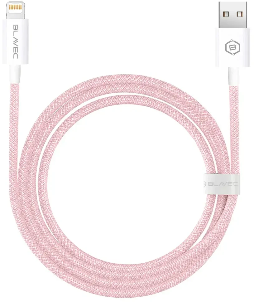 Blavec kabelis Candy braided – USB į Lightning – 2,4A 3 metrai (CCA-UL24P30) rožinės spalvos