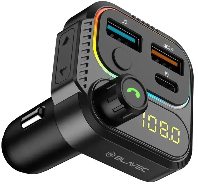 Blavec FM moduliatorius Flash TR-01 MP3, Bluetooth - 2xUSB + Type C - PD 36W QC3.0 18W (TFMFTR01-B) juodos spalvos