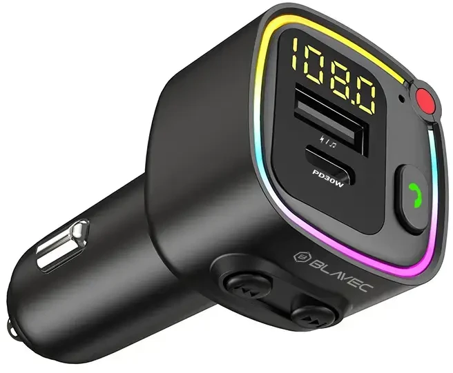 Blavec FM moduliatorius Flash TR-02 MP3, Bluetooth - USB + Type C - PD 30W (TFMFTR02-B) juodos spalvos