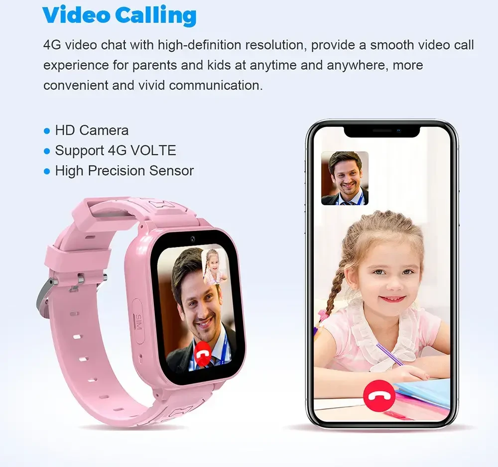 Blavec Išmanusis laikrodis K02 Kids GPS / 4G / SOS (SWK02-P) rožinės spalvos