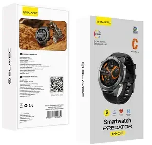 Blavec išmanusis laikrodis M-03 Predator AMOLED GPS Voice Call (SWM03-GP) graphite + 1 band