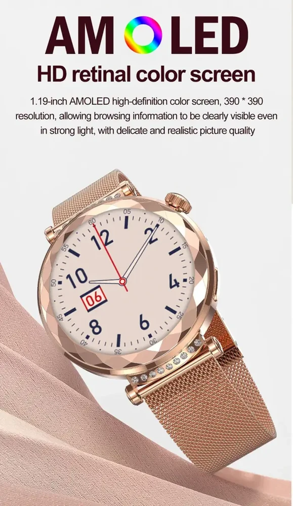 Blavec išmanusis laikrodis W19 Liana HD AMOLED (SWW19-RG) rose auksinis + 2 apyrankės
