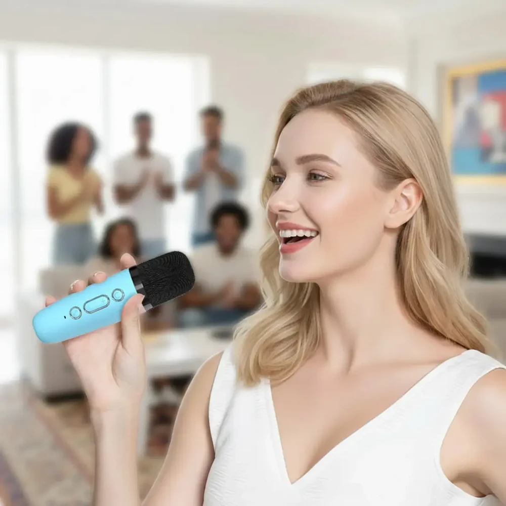 Blavec nešiojama bluetooth kolonėlė WS-07 Karaoke Party – 5W su 2 mikrofonais (WS07-2MBL) mėlynos spalvos