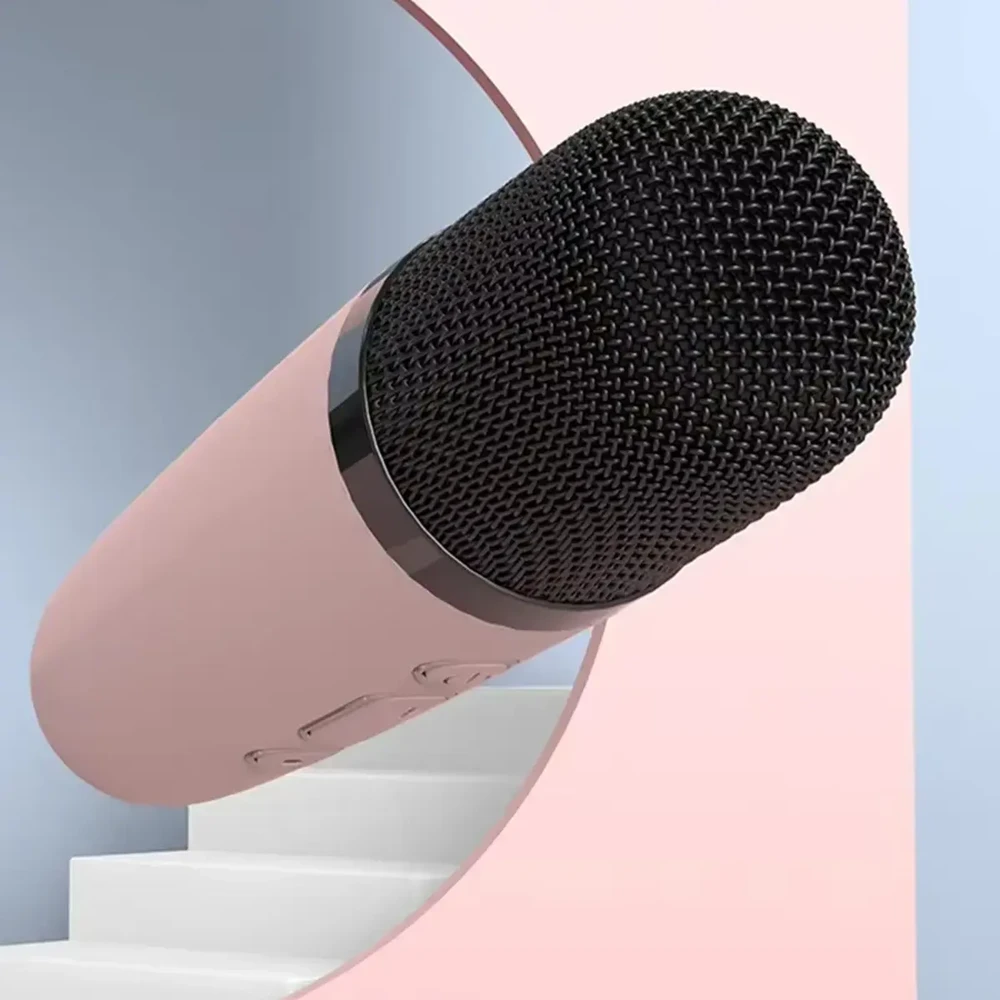 Blavec nešiojama bluetooth kolonėlė WS-07 Karaoke Party – 5W su 2 mikrofonais (WS07-2MP) rožinės spalvos