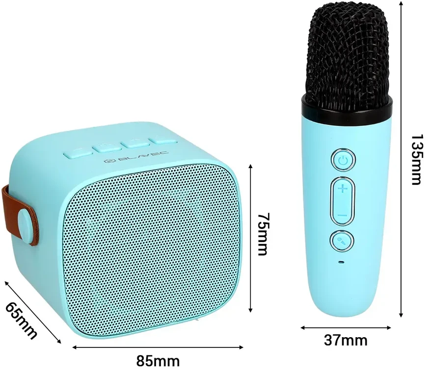 Blavec nešiojama bluetooth kolonėlė WS-07 Karaoke Party – 5W su 2 mikrofonais (WS07-2MBL) mėlynos spalvos