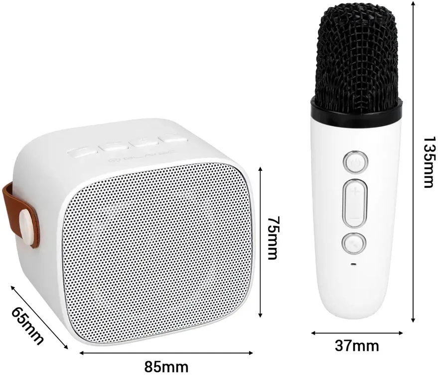 Blavec nešiojama bluetooth kolonėlė WS-07 Karaoke Party – 5W su 2 mikrofonais (WS07-2MW) baltos spalvos