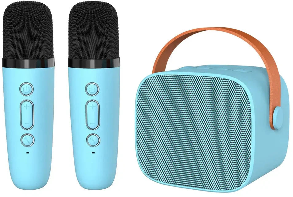 Blavec nešiojama bluetooth kolonėlė WS-07 Karaoke Party – 5W su 2 mikrofonais (WS07-2MBL) mėlynos spalvos