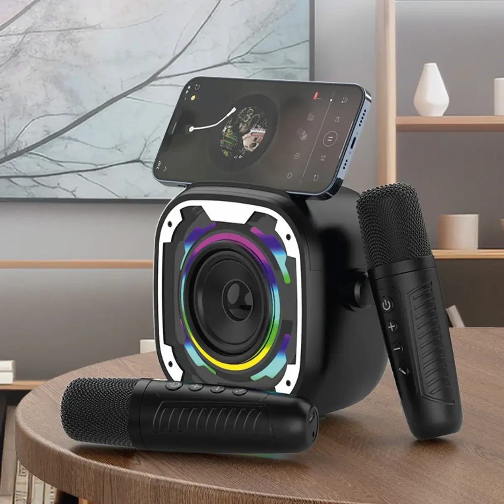 Blavec nešiojama bluetooth kolonėlė WS-08 Karaoke Idol – 8W su 2 mikrofonais (WS08-2MB) juodos spalvos