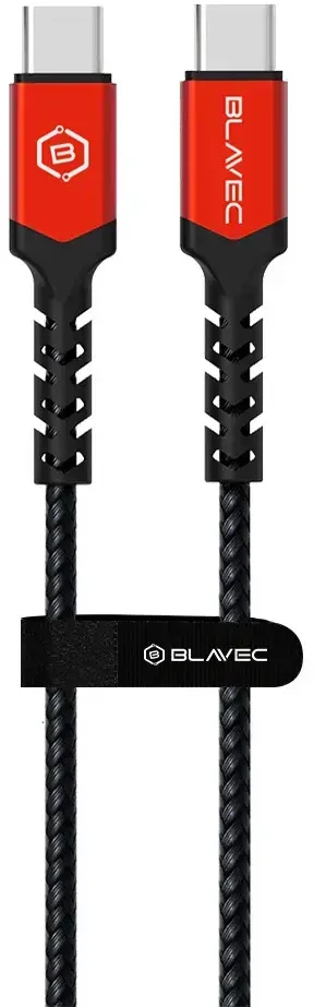 Blavec kabelis Raptor braided – Type C į Type C – PD 100W 5A 1 metras (CRA-CC5BR10) juodos spalvos-raudonos spalvos