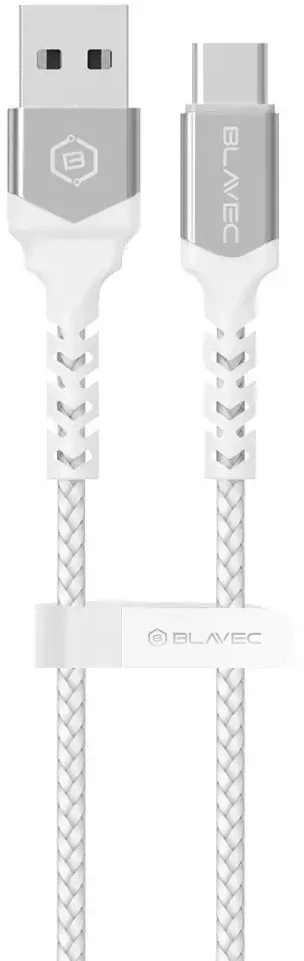 Blavec kabelis Raptor braided - USB į Type C - 2A 3 metras (CRA-UC2WS30) baltos spalvos-sidabro spalvos