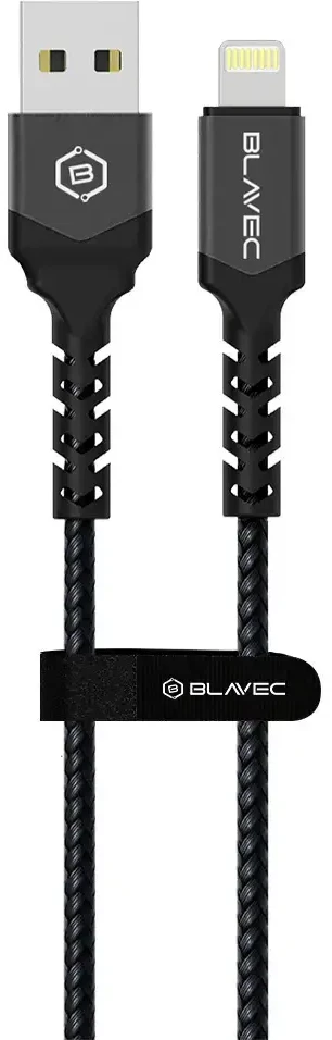 Blavec kabelis Raptor braided – USB į Lightning – 2A 3 metras (CRA-UL2BG30) juodos spalvos-pilkos spalvos