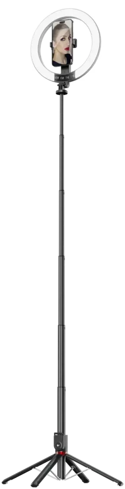 Blavec žiedinis šviestuvas Selfie Aliuminio Aura LED RGB Ring P50 25cm tripod + nuotolinis valdymas + 2,3 metra (RLP50-TRB23) juodos spalvos
