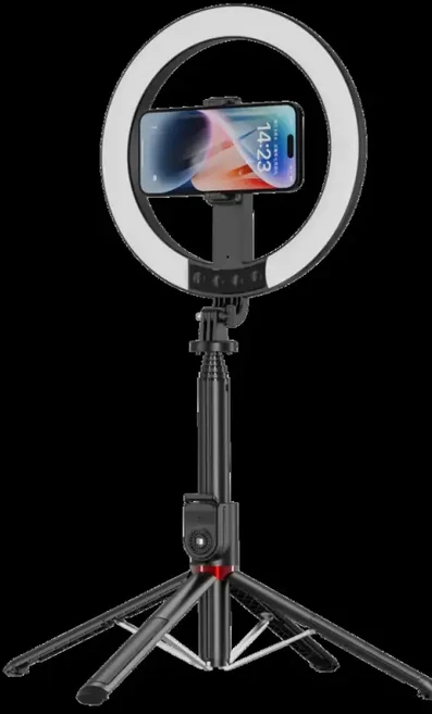 Oem Blavec žiedinis šviestuvas Selfie Aliuminio Aura LED RGB Ring P50 25cm trikojis + nuotolinis valdymas + 2,3 m (RLP50-TRB23) juodos spalvos