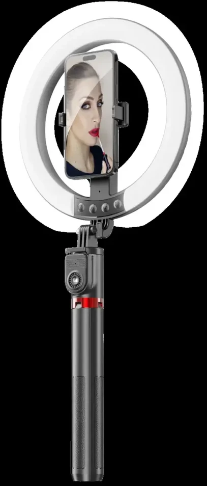 Oem Blavec žiedinis šviestuvas Selfie Aliuminio Aura LED RGB Ring P50 25cm trikojis + nuotolinis valdymas + 2,3 m (RLP50-TRB23) juodos spalvos