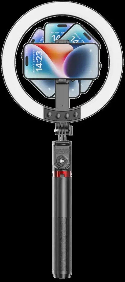 Oem Blavec žiedinis šviestuvas Selfie Aliuminio Aura LED RGB Ring P50 25cm trikojis + nuotolinis valdymas + 2,3 m (RLP50-TRB23) juodos spalvos