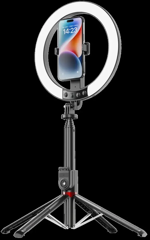 Oem Blavec žiedinis šviestuvas Selfie Aliuminio Aura LED RGB Ring P50 25cm trikojis + nuotolinis valdymas + 2,3 m (RLP50-TRB23) juodos spalvos