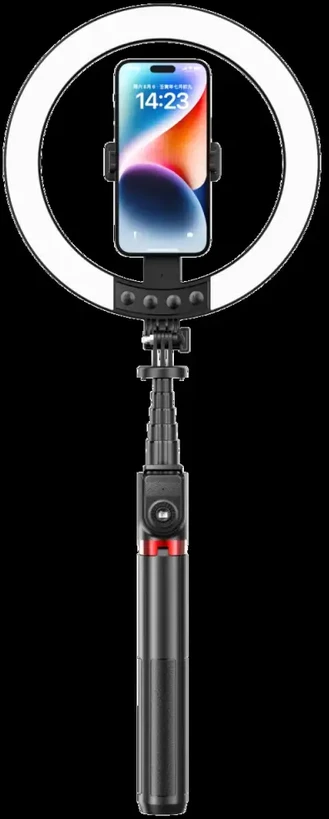 Oem Blavec žiedinis šviestuvas Selfie Aliuminio Aura LED RGB Ring P50 25cm trikojis + nuotolinis valdymas + 2,3 m (RLP50-TRB23) juodos spalvos