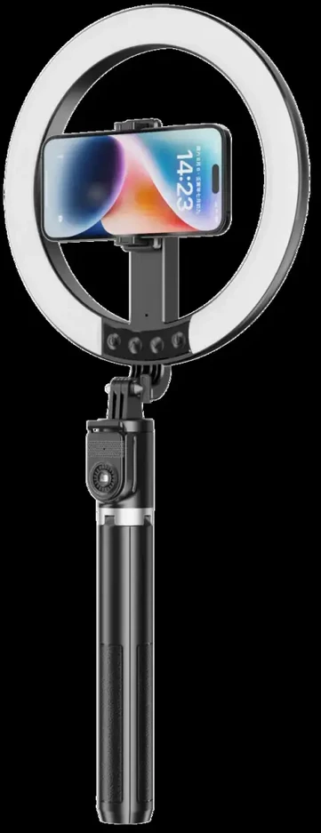 Oem Blavec asmenukių žiedinė lempa Aura LED Ring P-55 25 cm trikojis + nuotolinio valdymo pultas + 2,3 metro (RLP55-TRB23) juodos spalvos