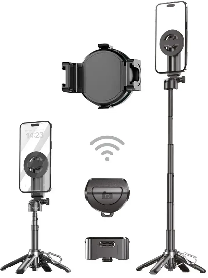Blavec Selfie Stick Aliuminio Coco Mini P05 Magsafe tripod + distancinis + ištraukimas 0,41 metro (SSCMP05-MTRHB041) juodos spalvos