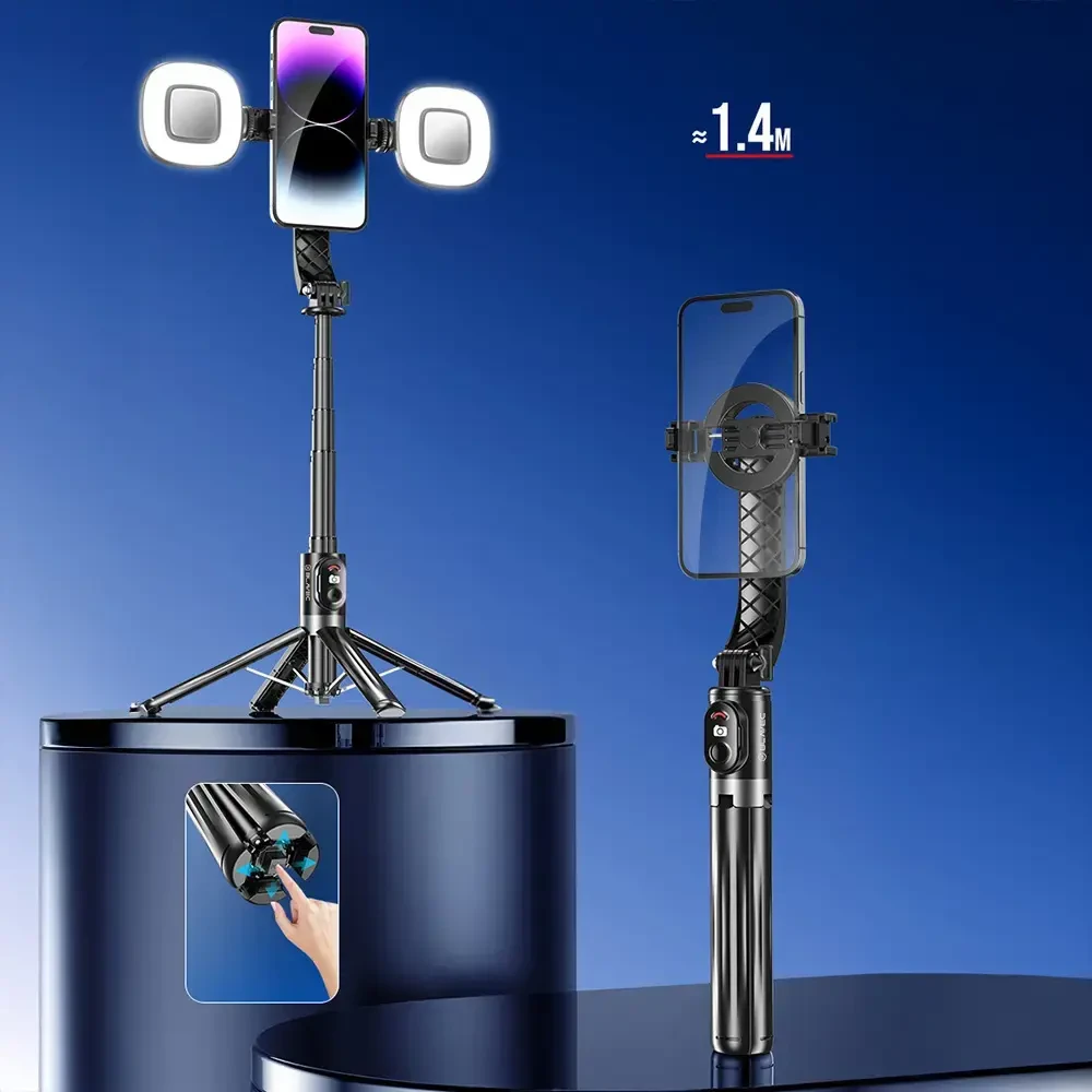 Blavec Asmenukių lazda Aliuminio Fusion P07 Magsafe tripod + nuotoliniu valdymu + 2 lamps 1,4 metres (SSFP07-MTR2LB14) juodos spalvos