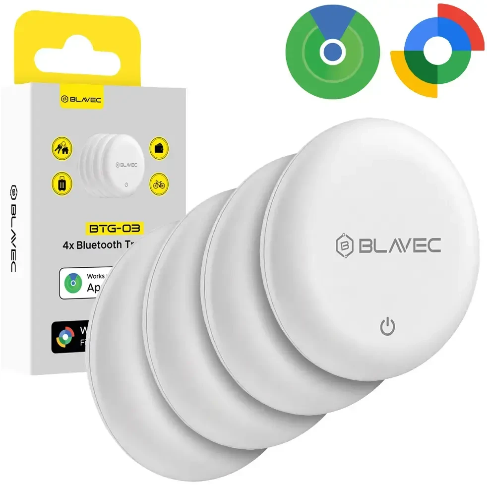 Blavec GPS sekimo įtaisas „Tracker“ BTG-03 – „Bluetooth Dual“ skirtas „Apple“ ir „Android“ (BTBTG03-W4), baltas – 4 vnt.