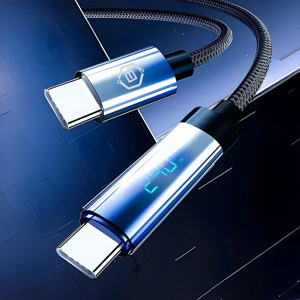 „Blavec“ „Velox“ plecioninis laidas – C tipo, C tipo – PD 240 W 5 A LED ekranas, 1,2 m „Apple CarPlay“ / „Android Auto“ (CVE-CC5B12)