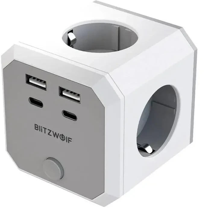 BlitzWolf BW-EC2 8 viename maitinimo kubas (4xAC / 2 x USB-A / 2 x USB-C)
