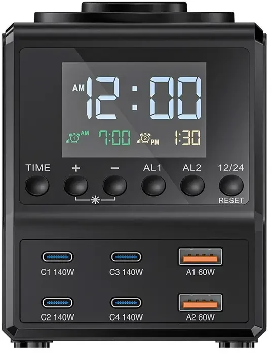 Blitzwolf BW-FW10 žadintuvas su įkrovikliu 2xUSB-A, 4xUSB-C, 240W