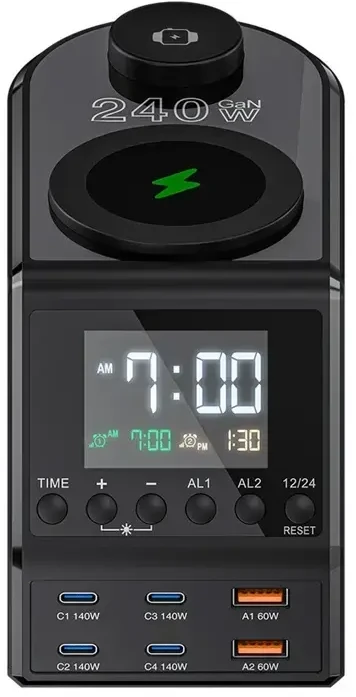 Blitzwolf BW-FW10 žadintuvas su įkrovikliu 2xUSB-A, 4xUSB-C, 240W