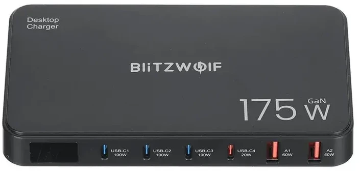 Blitzwolf BW-S30 6 viename įkrovimo stotelė, 4xUSB-C + 2xUSB, 175W