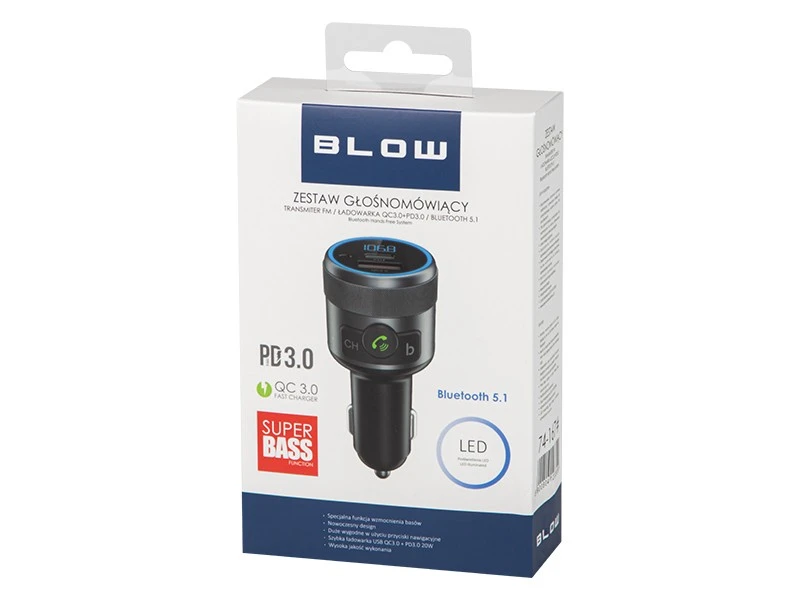 FM radijo imtuvas BLOW Bluetooth 5.1+QC3.0 +PD 24W