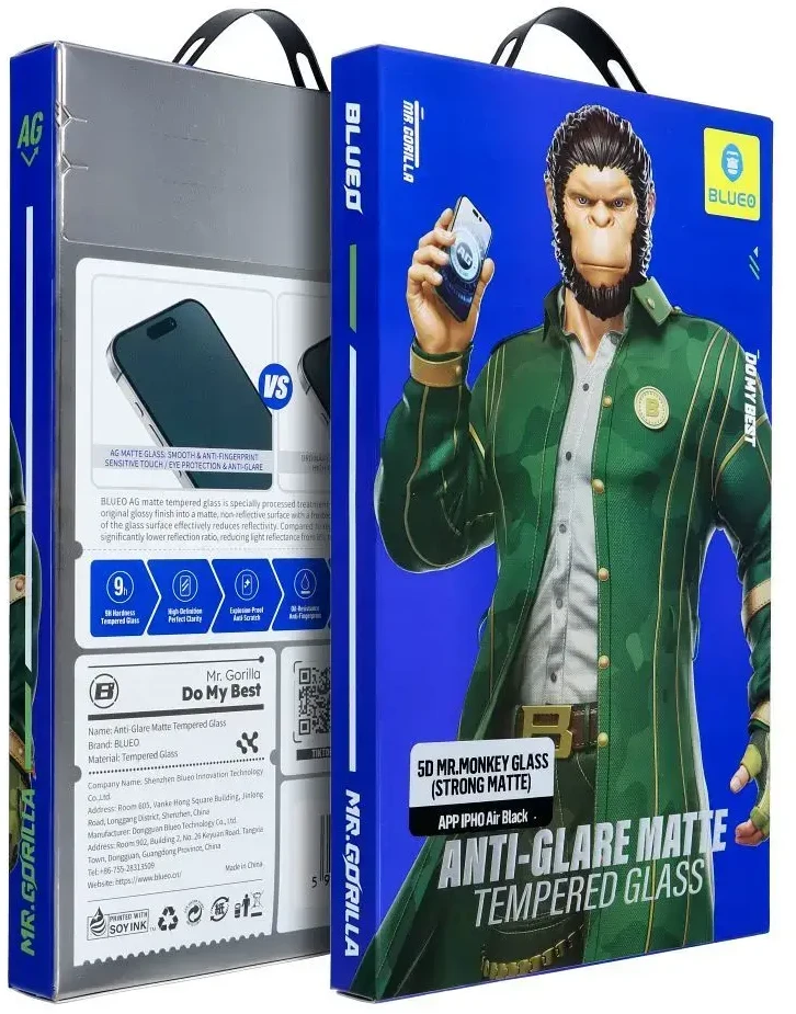 Blueo LCD apsauginis stikliukas 5D Mr. Monkey Glass (Strong Matte) Apple iPhone Air juodas