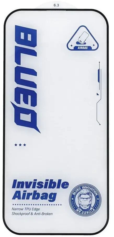 Blueo Szkło Hartowane 5D do iPhone 18 PRO Mr. Monkey Glass (3D Invisible Airbag Anti-broken) juoda