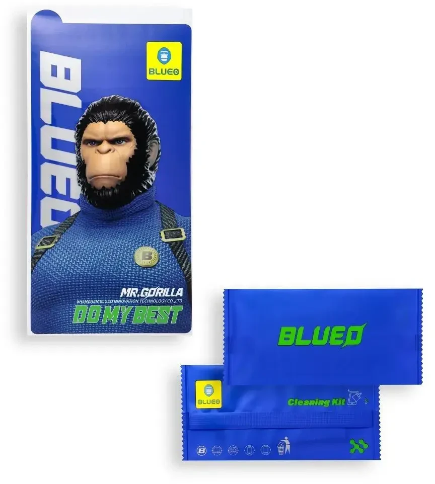 Blueo Szkło Hartowane 5D do iPhone 18 PRO Mr. Monkey Glass (3D Invisible Airbag Anti-broken) juoda