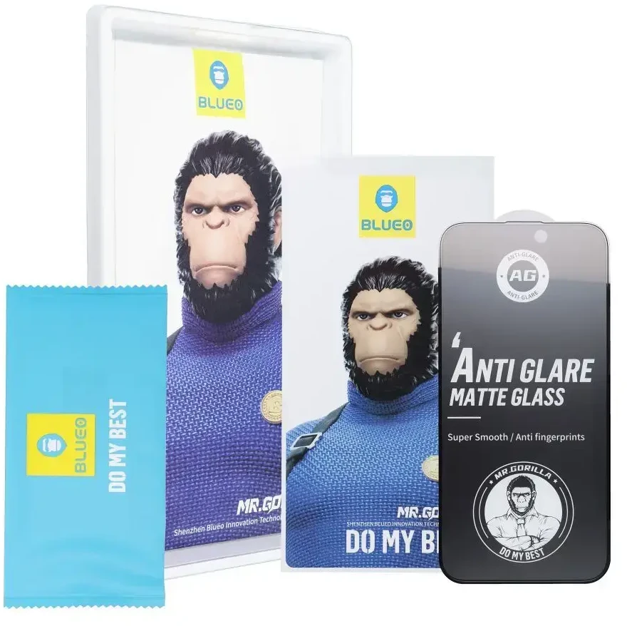Blueo 5D Mr. Monkey Glass – Apple iPhone X/XS/11 Pro juodas (stiprus matinis)