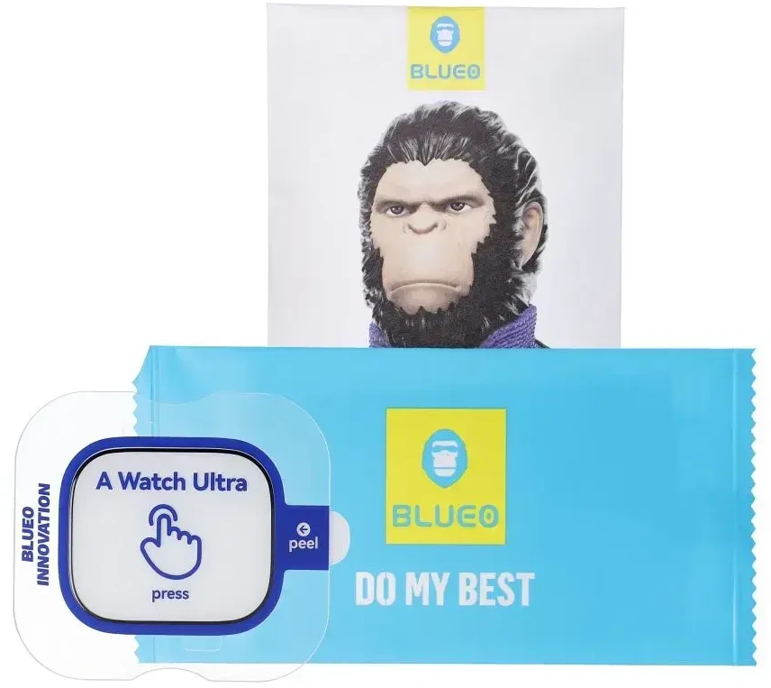 Blueo 5D Mr. Monkey Glass - skirtas Apple Watch Ultra / Ultra 2 juodas (Strong HD)
