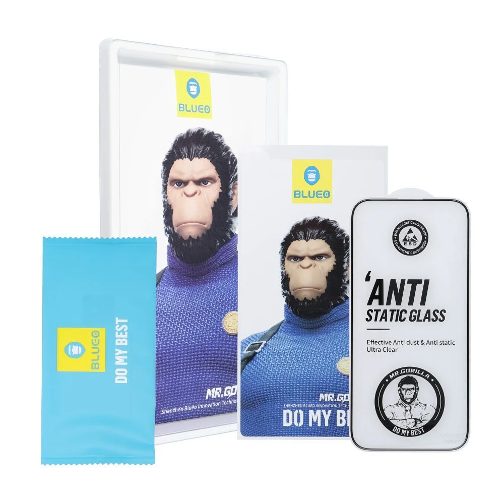Blueo LCD apsauginis stikliukas 5D Mr. Monkey Glass (Strong HD) Apple iPhone 12 Pro Max juodas