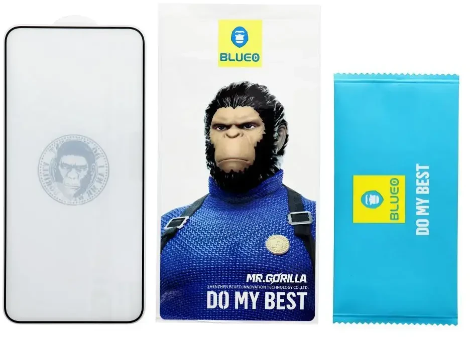 Blueo LCD apsauginis stikliukas 5D Mr. Monkey Glass (Strong HD) Apple iPhone 16 Pro juodas