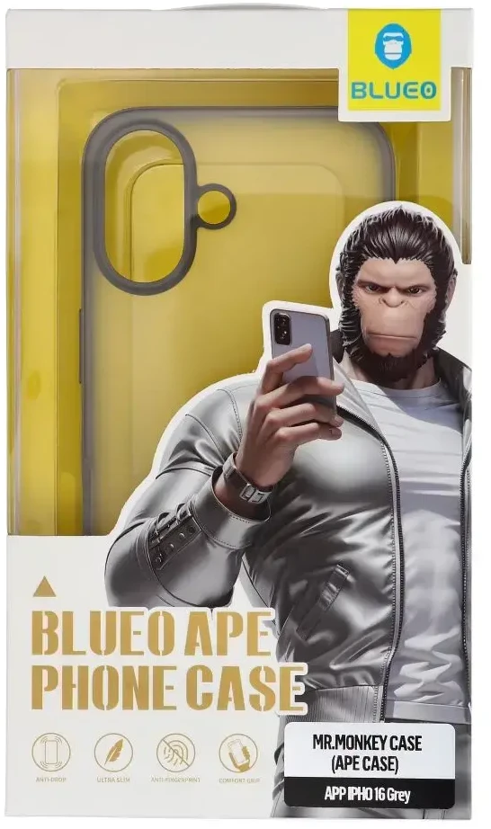 BLUEO APE dėklas telefonui - Apple iPhone 16 pilkos spalvos