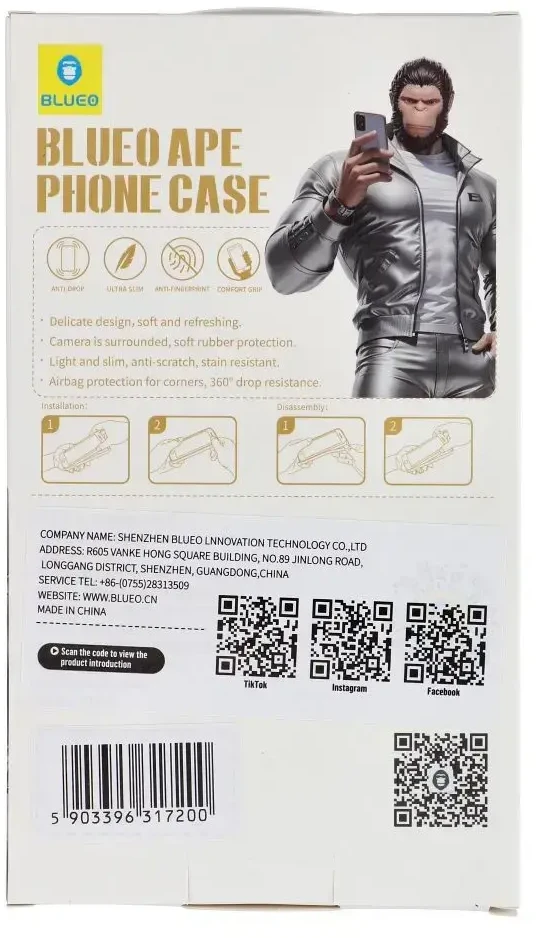 BLUEO APE dėklas telefonui - Apple iPhone 16 pilkos spalvos