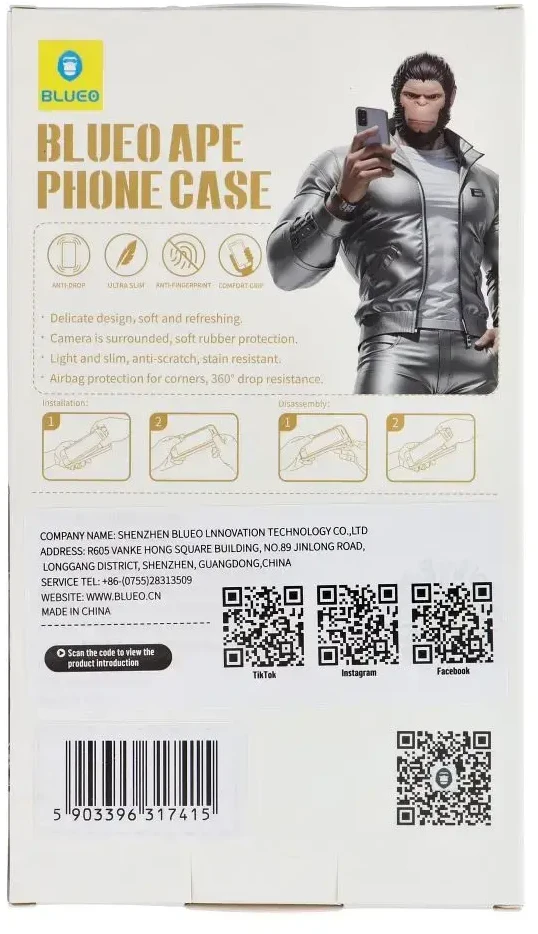 BLUEO APE dėklas telefonui - Apple iPhone 16 Pro Max pilkos spalvos