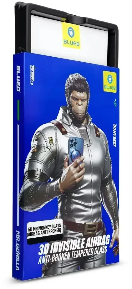 Blueo 5D Mr. Monkey Glass - Apple iPhone 14 Pro Max juodas (Airbag Anti-broken)