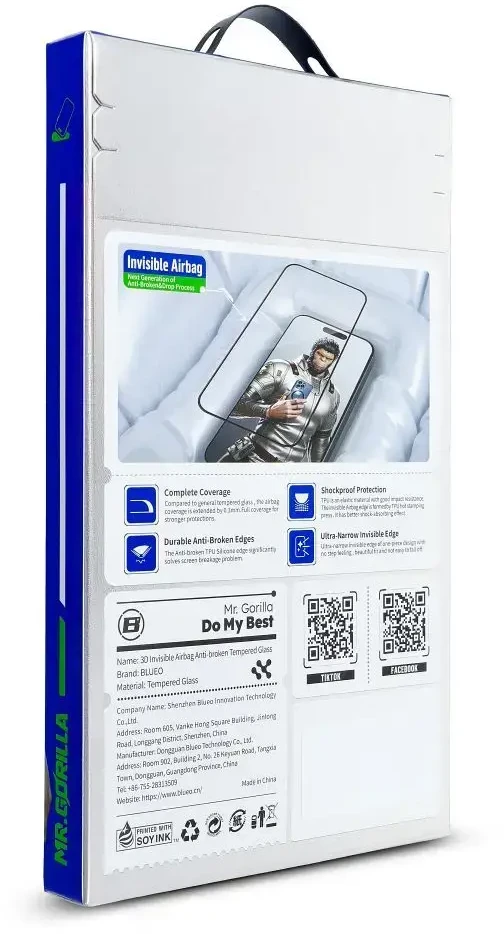 Blueo 5D Mr. Monkey Glass - Apple iPhone 14 Pro juodas (Airbag Anti-broken)