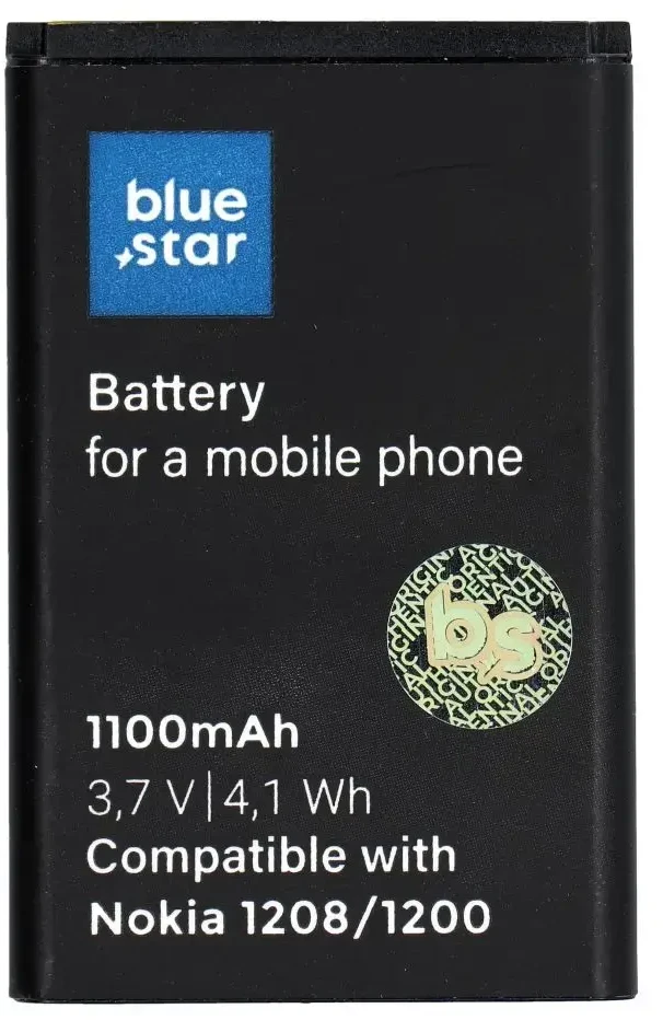 BlueStar Nokia 1208 / 1200 / C1 / 1616 / 1800 baterija, 1100 mAh, mėlyna žvaigždė